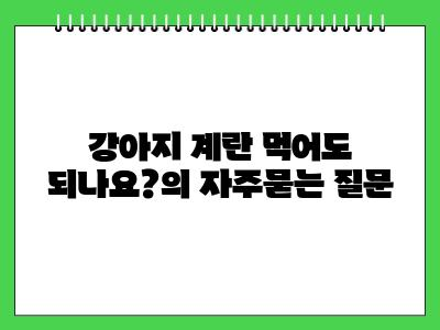 강아지 계란 먹어도 되나요?