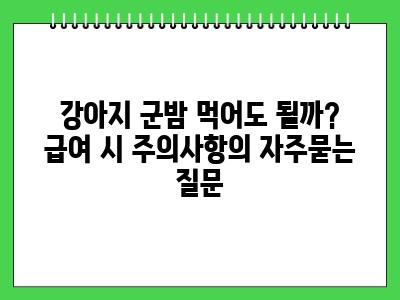 강아지 군밤 먹어도 될까? 급여 시 주의사항