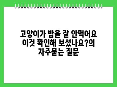 고양이가 밥을 잘 안먹어요 이것 확인해 보셨나요?
