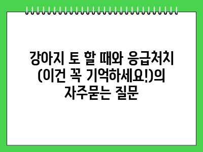강아지 토 할 때와 응급처치 (이건 꼭 기억하세요!)