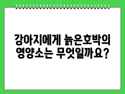 강아지 늙은호박 먹어도 되나요?