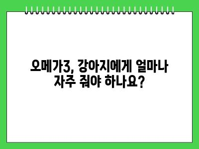 강아지 오메가3 언제부터 먹이나요?