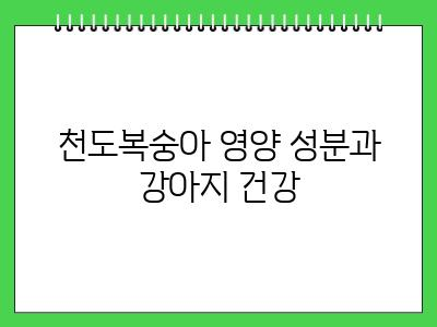 강아지 천도복숭아 먹어도 되나요?
