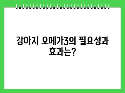 강아지 오메가3 언제부터 먹이나요?