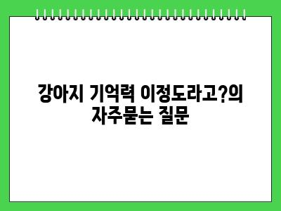 강아지 기억력 이정도라고?