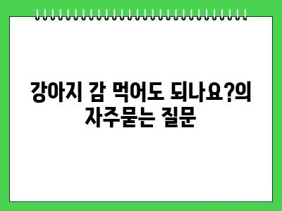 강아지 감 먹어도 되나요?